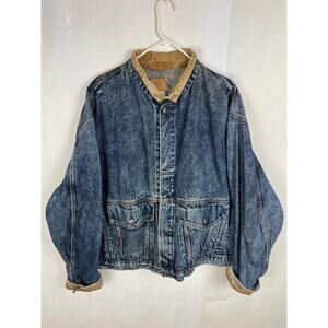 Vintage Levi Strauss Denim Acid Wash Corduroy Trim Jean Jacket Size XL